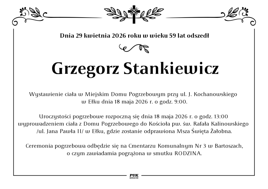 Grzegorz Stankiewicz - nekrolog